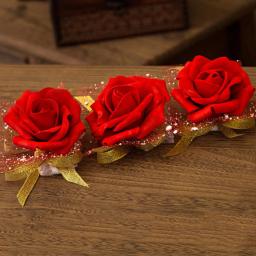 Silk Rose flores para noiva e dama de honra, mão flores para pulso, decoração para casamento, suprimentos para eventos, 1pc - Image 2