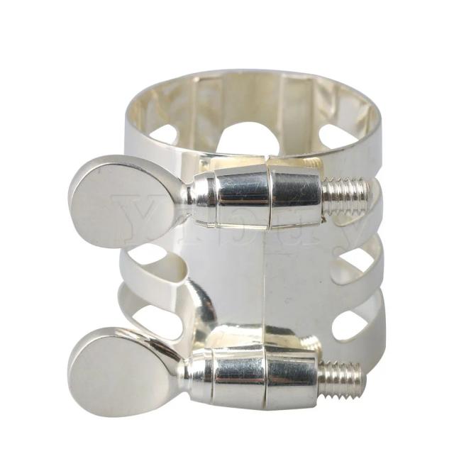 Bocal e Ligadura Prata Yibuy B-Flat para Clarinete - Acessórios de Instrumentos de Sopro 29x25mm