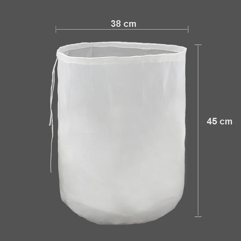 Sacola de filtro de fabricação de cerveja, 38x45cm, reutilizável, malha de nylon, filtro de comida, sacola de fermentação de grão para fazer vinho, fabricação de cerveja em casa, filtro de tipo balde - Image 1