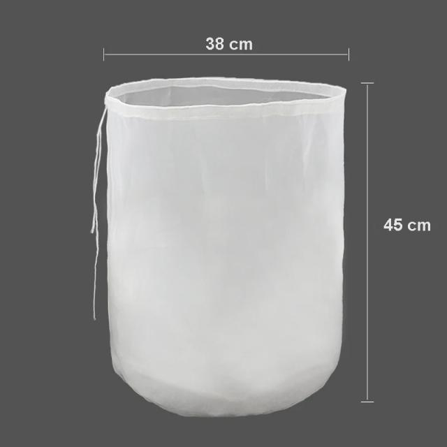 Sacola Reutilizável de Filtro para Cerveja e Vinho 38x45cm em Malha de Nylon para Fermentação e Cozinha