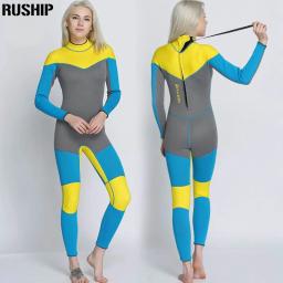 Conjunto de roupa de mergulho feminina, macacão de neoprene apertado elástico com costura colorida, roupa de mergulho para mulheres 3mm - Image 2