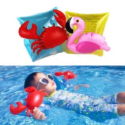 1 par de pvc piscina anel de braço de natação caranguejo flamingo inflável braço de flutuação mangas asas de água natação braço flutua para crianças - Image 1
