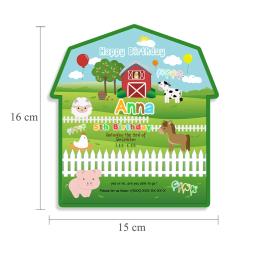 Convites para festa de aniversário de crianças, decoração para eventos infantis com animais de fazenda - Image 2