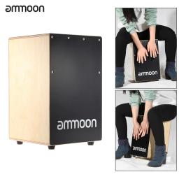 Ammoon cajon tambor de mão de madeira crianças caixa tambor persuession instrumento com picadas pés de borracha 23*24*37cm - Image 1