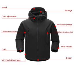 Esdy jaqueta de ar livre masculina, casaco resistente à água, pele de tubarão, moletom de concha macia, tático, caça, acampamento, caminhada, roupa - Image 5