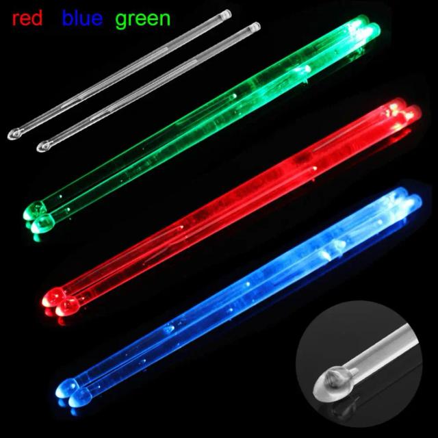 Baquetas Noctilucentes de Polímero para Jazz: Brilho no Escuro em Vermelho, Verde e Azul com Alto Desempenho no Palco