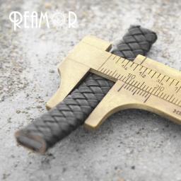 REAMOR-Corda De Couro Trançado Genuíno para Fazer Jóias, Cabo De Cordas Vintage, Acessórios Artesanais, 10x5mm de Largura, 8x4mm, 2 Cores - Image 6