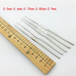 5 pçs/set Crochets Gancho ferramentas Kit de Agulhas de Tricô de Aço Inoxidável Tamanho Pequeno 0.5 milímetros-0.9mm DIY Hand Tool artesanato Agulha - Image 1