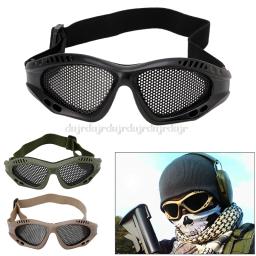 Óculos de proteção para airsoft, óculos táticos ao ar livre antiembaçante com malha de metal 3 cores n06 - Image 2