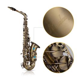 Muslady instrumento de sopro antigo mi bemol maior, saxofone com botão concha, padrão de escultura em chave, instrumento de sopro de madeira com estojo, luvas - Image 4