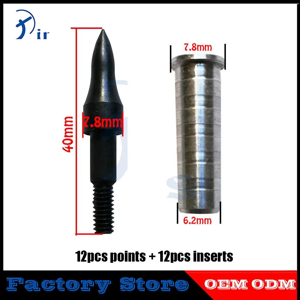 12pçs acessórios de flecha sem fio id 6.2mm od 7.8mm fibra de vidro de carbono inserções de eixo e pontas de ponto 100g caça arco - Image 1