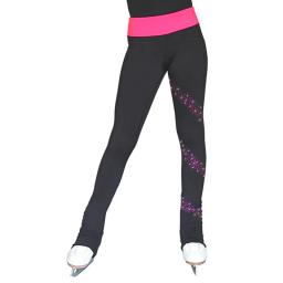 Calças compridas de patinação no gelo para adultos e crianças, calças de patinação artística personalizadas velo quente strass brilhante desempenho de competição - Image 2