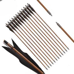 De madeira Caça Besta Seta, Handmade Recurve Bow, Longbow Parafusos, Hot Archery, Fit, 25-50lbs, 6PCs - Image 2