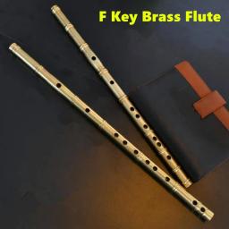 Flauta de metal dizi f com teclas, flauta grossa de latão, flauta chinesa, instrumento musical profissional, arma de autodefesa - Image 1