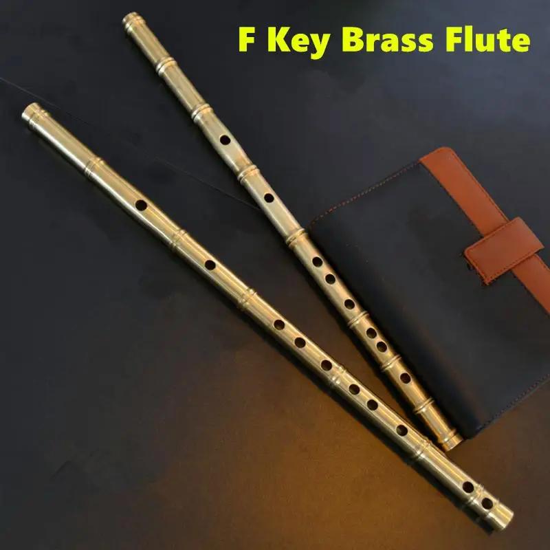 Flauta de metal dizi f com teclas, flauta grossa de latão, flauta chinesa, instrumento musical profissional, arma de autodefesa - Image 1