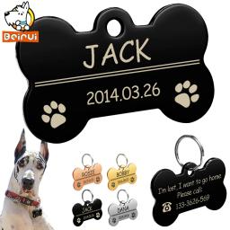Etiqueta de identificação personalizada para cães e gatos, em aço inoxidável, personalizado, anti-perda, com nome e telefone, aniversário e gênero - Image 1