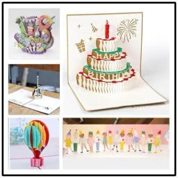 3d aniversário bolo de papel aniversário pop up cartão de aniversário presentes de festa cartão de felicitações desejo cartão de acção de graças - Image 1