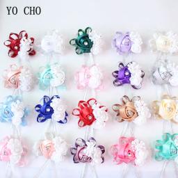 YO CHO-Pulso Artificial De Seda Corsage Flores, Mão de dama de honra Flores, Casamento Branco, Dancing Party Decor, Bridal Prom - Image 3
