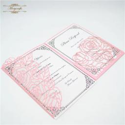 Convites de casamento elegantes do corte do laser da dobra do bolso - Image 5
