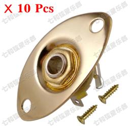 Palheta oval dourada indented, 10 peças, entrada de entrada e tomada de soquete para guitarra, soquete de saída de guitarra, 6.35 - Image 1