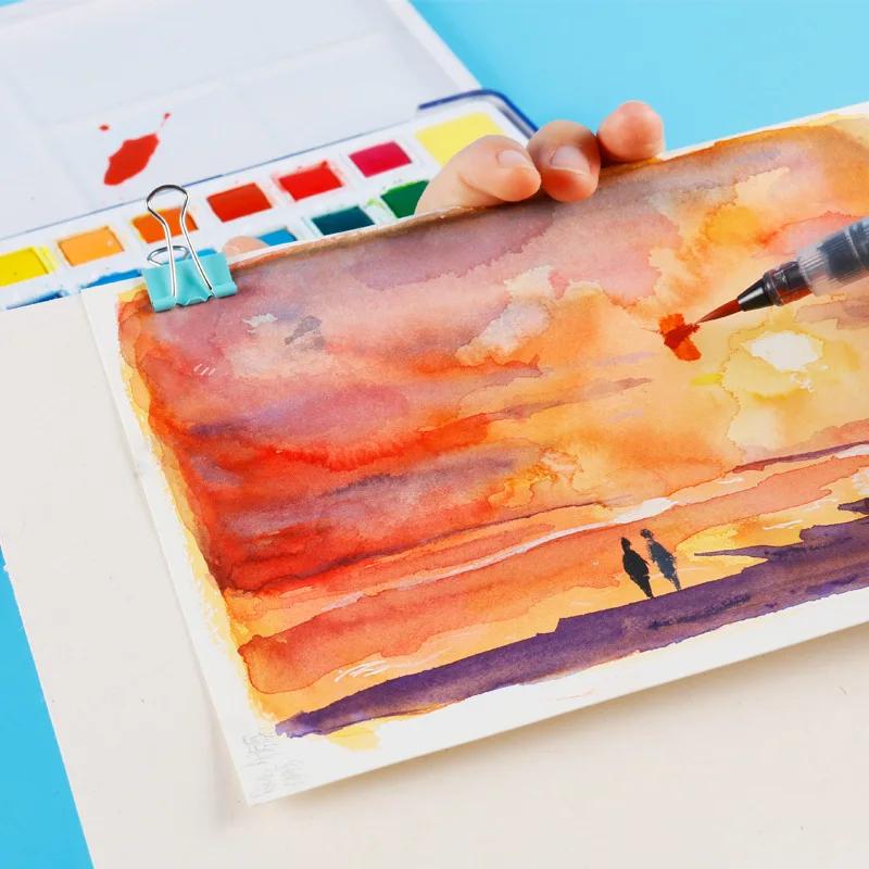 Conjunto de 5 peças de papel de polpa de madeira pura 230g 24 página, conjuntos de papel aquarela, esboços, bloco de desenho, arte portátil infantil, conjunto de suprimentos - Image 1