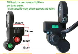 Frontlight interruptor com luz giratória e buzina., botão de liga/desliga para bicicleta elétrica, scooter, peça de reparo diy, bicicleta dobrável, mtb, triciclo, atv. - Image 4