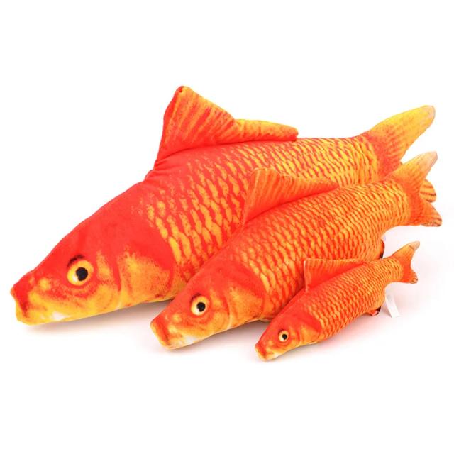 Travesseiro de Pelúcia Interativo para Gatos com Erva de Gato e Design de Peixe Vermelho