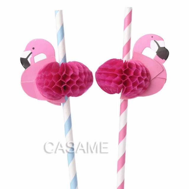 Canudos de Papel 3D em Forma de Flamingo para Decoração de Casamento, Festas de Aniversário e Eventos Temáticos Havaianos