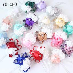YO CHO-Pulso Artificial De Seda Corsage Flores, Mão de dama de honra Flores, Casamento Branco, Dancing Party Decor, Bridal Prom - Image 2