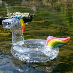 Flutuador Inflável De Piscina De Unicórnio Flamingo, anel De Natação Transparente, flutuadores De Piscina Para Adultos, tubo De Bóia Inflável, círculo De Natação Donut - Image 4