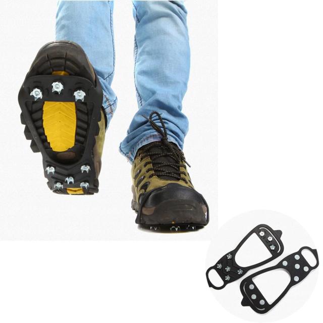 Sapatos unissex antiderrapantes com 8 ponteiras para caminhadas em gelo e neve no inverno e escaladas práticas
