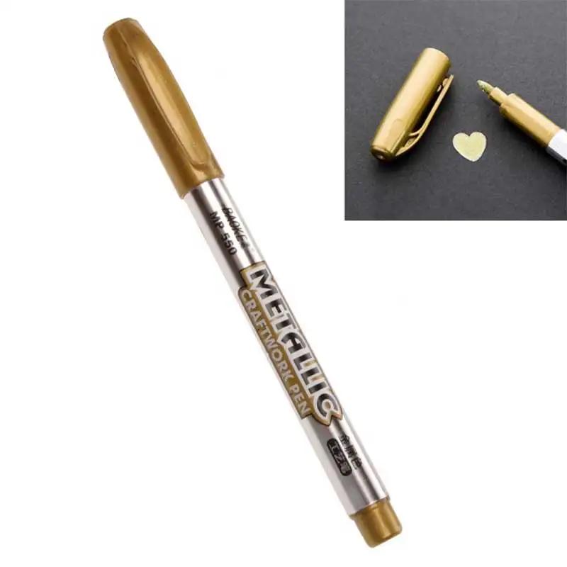 1.5mm diy canetas de marcador metálico tinta permanente metal tecido marcadores canetas sharpie ouro prata artesanato caneta arte pintura suprimentos - Image 1