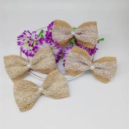 Laço de serapilheira de juta para decoração, fita de renda de juta para decoração de casamento vintage, laço para cabelo, chapéu, artesanato #325-2 com 10 peças - Image 5