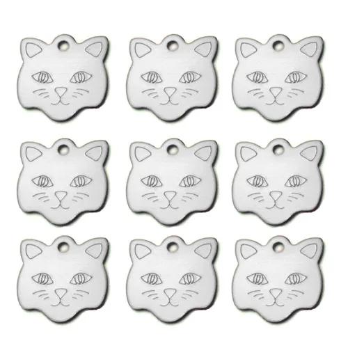 Identificador para rosto de gato com 20 peças, placa de identificação para animais de estimação com pingente para nome do animal de estimação para cães, gatos e outros animais de estimação gravados - Image 1