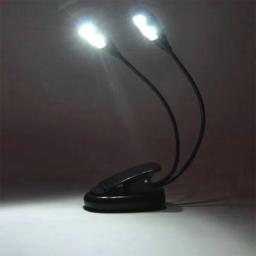 Dupla Flexível Duplo Flex Piano Suporte de Música, Livro Luzes, Lâmpada de leitura, Clip-on Table Desk Lamp, USB, AAA operado, Gooseneck, 4 LEDs - Image 3