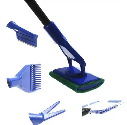 Kit Completo de Limpeza para Aquário: Escova de Algas, Clip de Plantas, Ancinho de Areia e Rede para Peixes