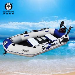 Conjunto de barcos a remo marinhos solares 260cm comprimento de 3 pessoas piso de madeira barco de pesca profissional caiaque inflável com acessórios - Image 2