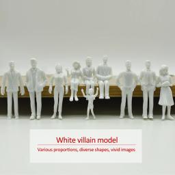 Miniatura Pessoas Modelo Unpainted ABS Figuras, Trem Ferroviário Layout, Arquitetura Construção Cenário para Diorama, 10 Pçs/lote, 1:25 Escala - Image 5