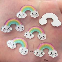 Novo 10 pçs resina adorável colorido glitter sorriso arco-íris parte traseira plana strass apliques diy ornamentos de casamento scrapbook artesanato f621 - Image 3