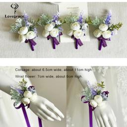 Lovegrace pulseiras ornamentais, bracelete corsage, madrinhas e outras ocasiões, broche de lapela com flor artificial, moda masculina para casamento - Image 6
