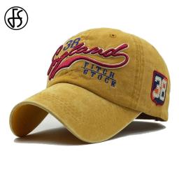 FS-Bonés de beisebol de algodão vintage para homens e mulheres, Hip Hop, camionista chapéus, marca de alta qualidade, streetwear, vermelho, amarelo - Image 1