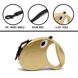 Novidade produto para animais de estimação alta qualidade coleira de cães cordas retráteis coleira dourada e prateada arnês para cão coleira extensível automática - Image 2