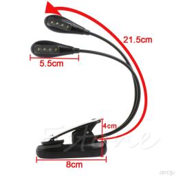 Flexível 2 braços duplos clip on 8led luz para leitura livro acampamento caminhadas lâmpada 4xfd - Image 4