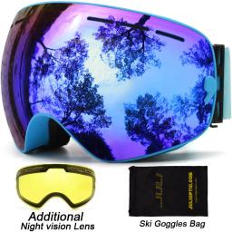 Óculos de esqui, lente dupla, óculos de snowboard, antiembaçante, proteção uv, unissex, snowmobile, patinação com visão noturna, lente de esqui - Image 2