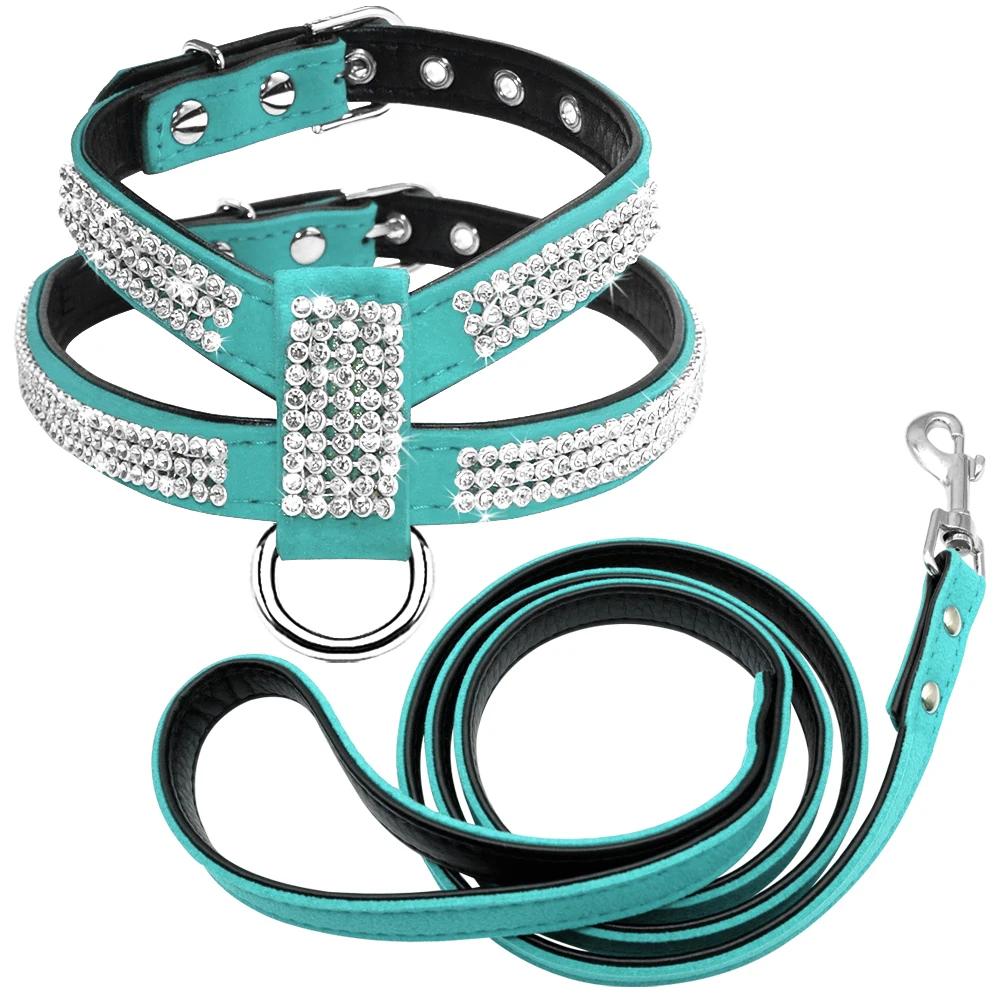 Acessório para pets, peitoral de couro com strass, colete e colete para cachorro e gato pequeno e médio - Image 1