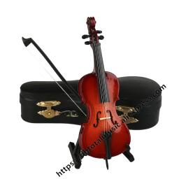 Modelo miniatura do violoncelo com suporte e caso, réplica do instrumento musical, ornamentos, coleção do presente do Natal, decoração home - Image 3