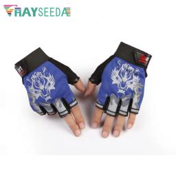 Rayseeda lobo metade do dedo luvas de levantamento de peso ajustável verão respirável correndo equitação fitness ciclismo luvas para homens - Image 2