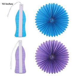 14 peças bolas de papel de pompom borlas, flores de papel, bolas de colmeia, 3 estilos, roxo, azul, decoração de leque de papel para festa de casamento, mesa de eventos - Image 5