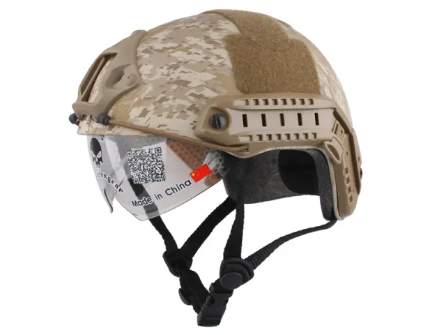 Capacete Tático Airsoft e Paintball com Óculos, Trilhos Laterais ARC, Shroud Vas, Montagem NVG e Acessórios de Caça 2024
