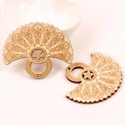 Artesanato de madeira feito à mão decoração de casa, livros de recortes, joias, faça você mesmo, mix de brincos, estilo chinês, leque retrô, ornamentos de madeira, 65mm, 6 peças - Image 4